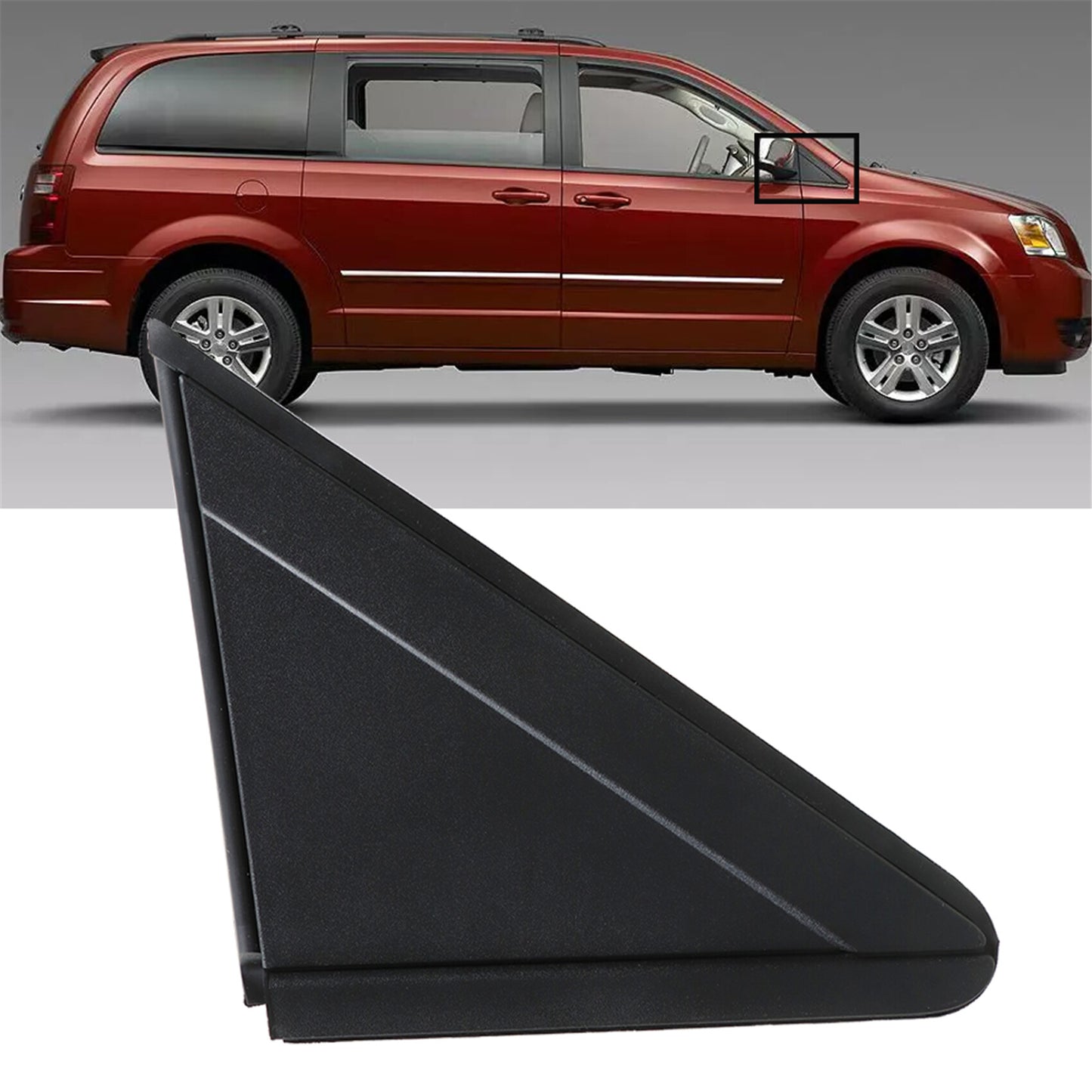 munirater Right Passenger Side Exterior Side View Mirror Panel Fascia Triangle Trim Replacement for 2008-2016 Town & Country 2008-2017 Grand Caravan