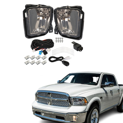 munirater 2-Pack Smoked Lens Bumper Fog Light Lamps Assembly with Wiring Kit Replacement for 2013-2018 Dodge RAM 1500 Pickup