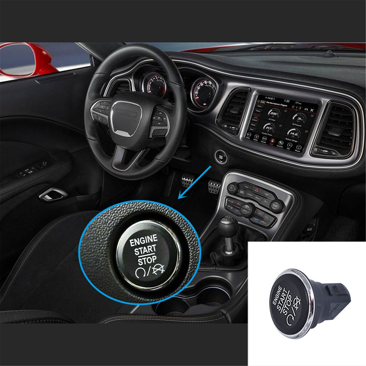 munirater Keyless Push Start Stop Button Replacement for Commander Grand Cherokee Challenger Durango