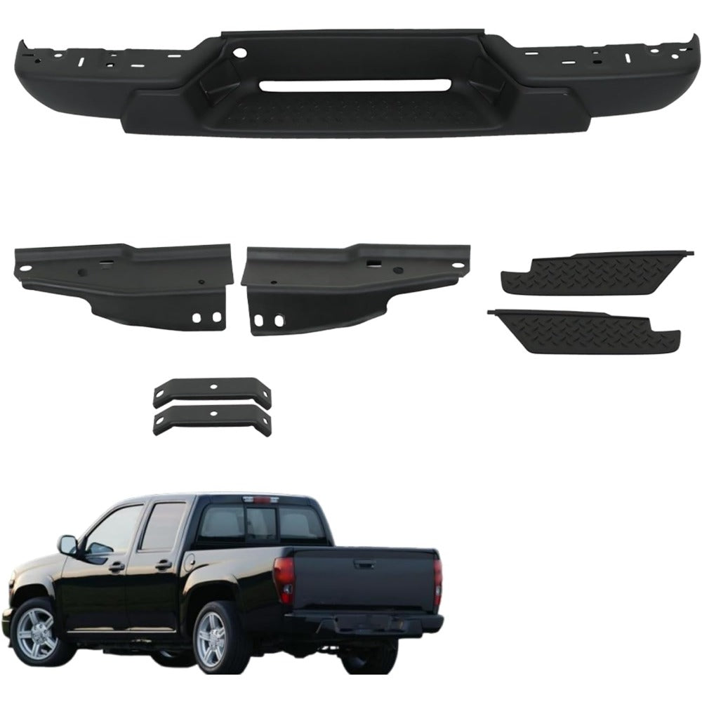 Black Steel Rear Step Bumper for Chevrolet Colorado & GMC Canyon 2004-2007, GM1103146