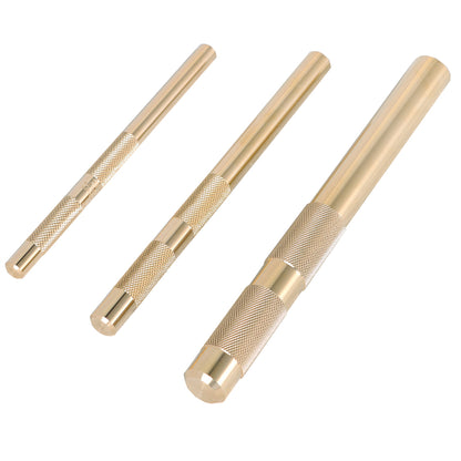 munirater 3-Pack Brass Roll Pin Knurled Punch Set Brass Drift Punch Kit 61360