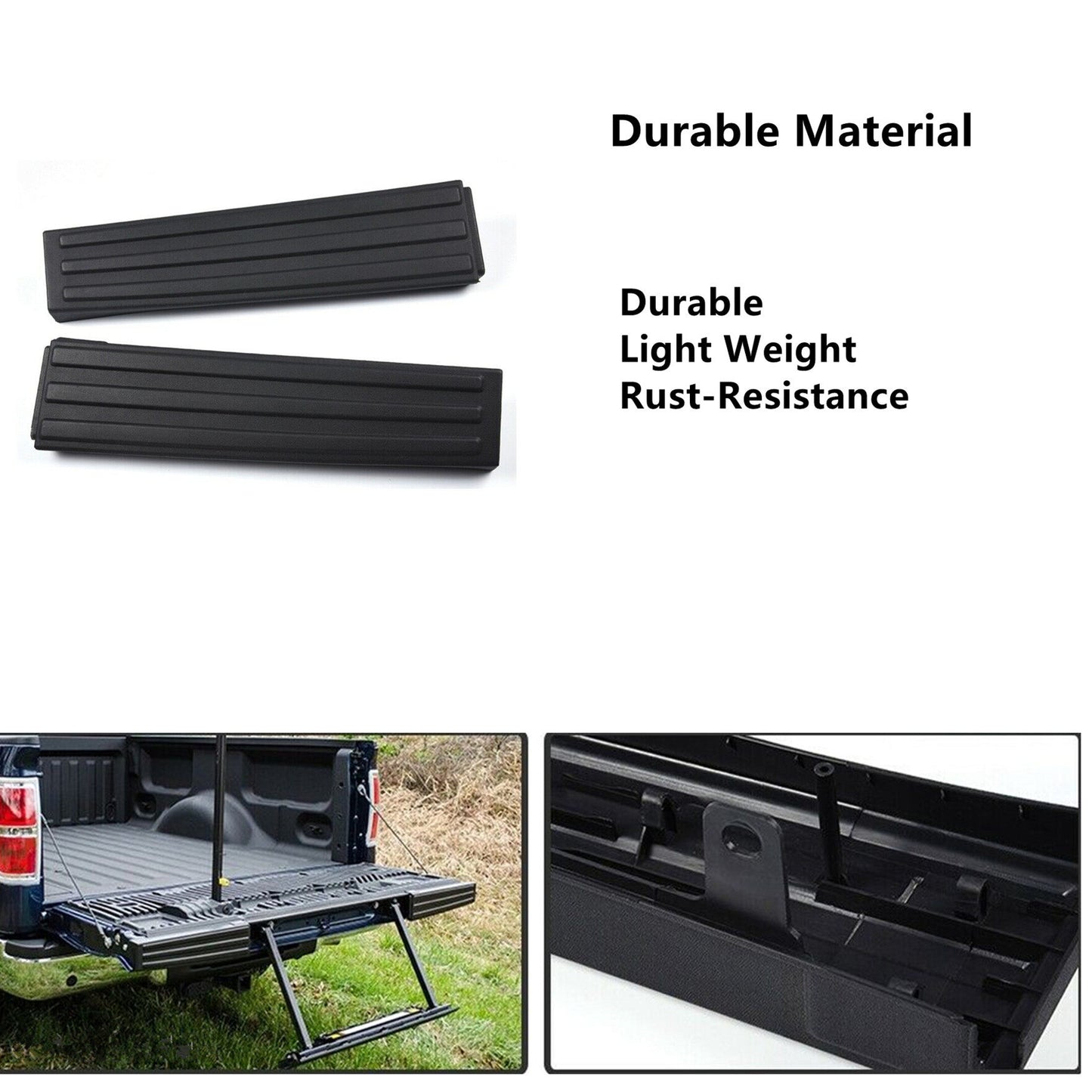 munirater Black Step Tailgate Molding Covers Right and Left Side Replacement for 2009-2014 F-150