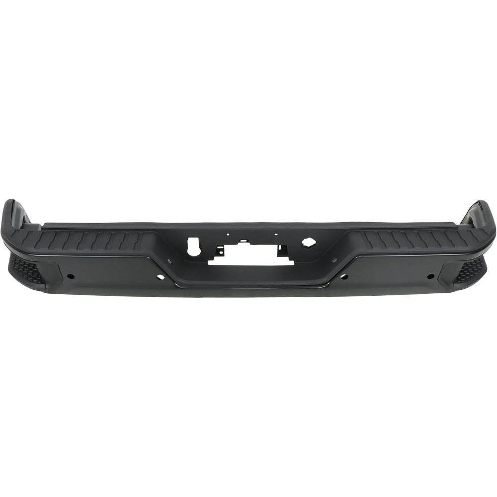 Black Rear Step Bumper for Chevrolet Silverado & GMC Sierra 2500 / 3500 2020-2025, with Sensor Holes