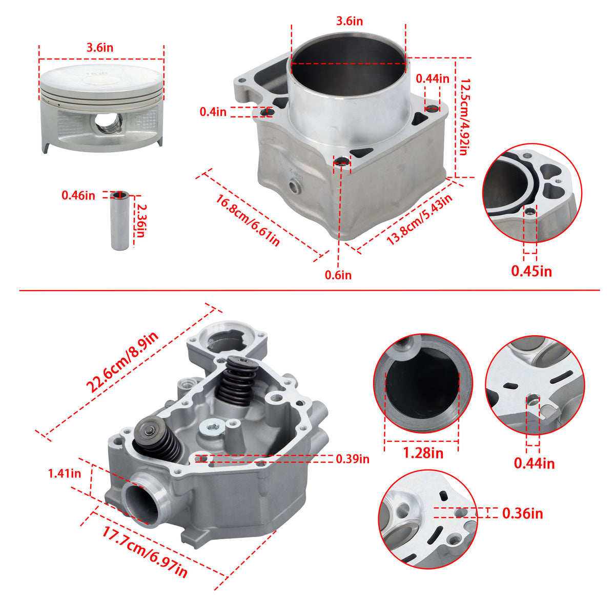 Cylinder Head & Cylinder Rebuild Kit for Honda - 12200-HP7-A01