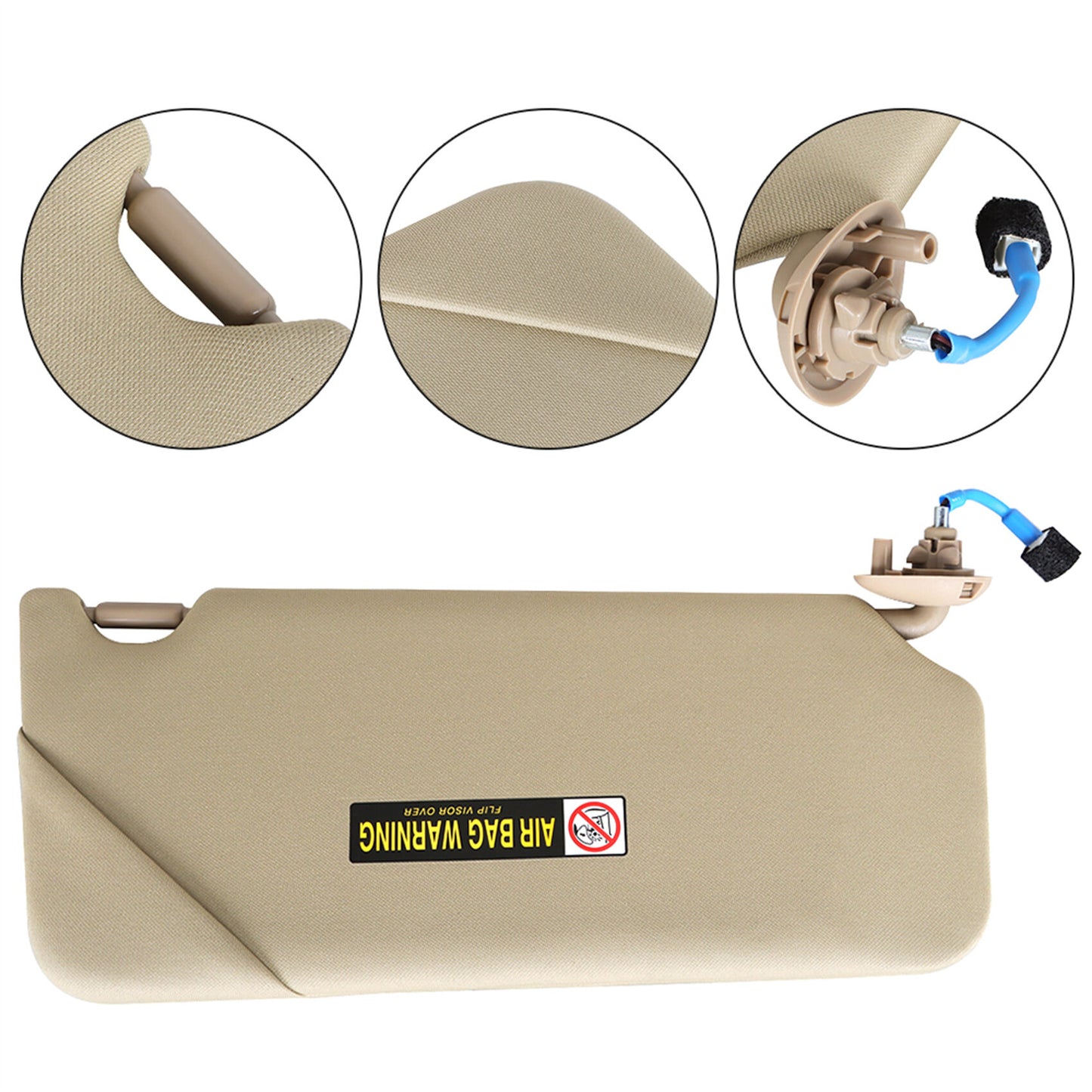 munirater Left Driver Side Sun Visor Sunshade W/Vanity Light (Beige) Replacement for 2008-2012 Honda Accord 83280-TA5-A51ZB 83280TA5A51ZB