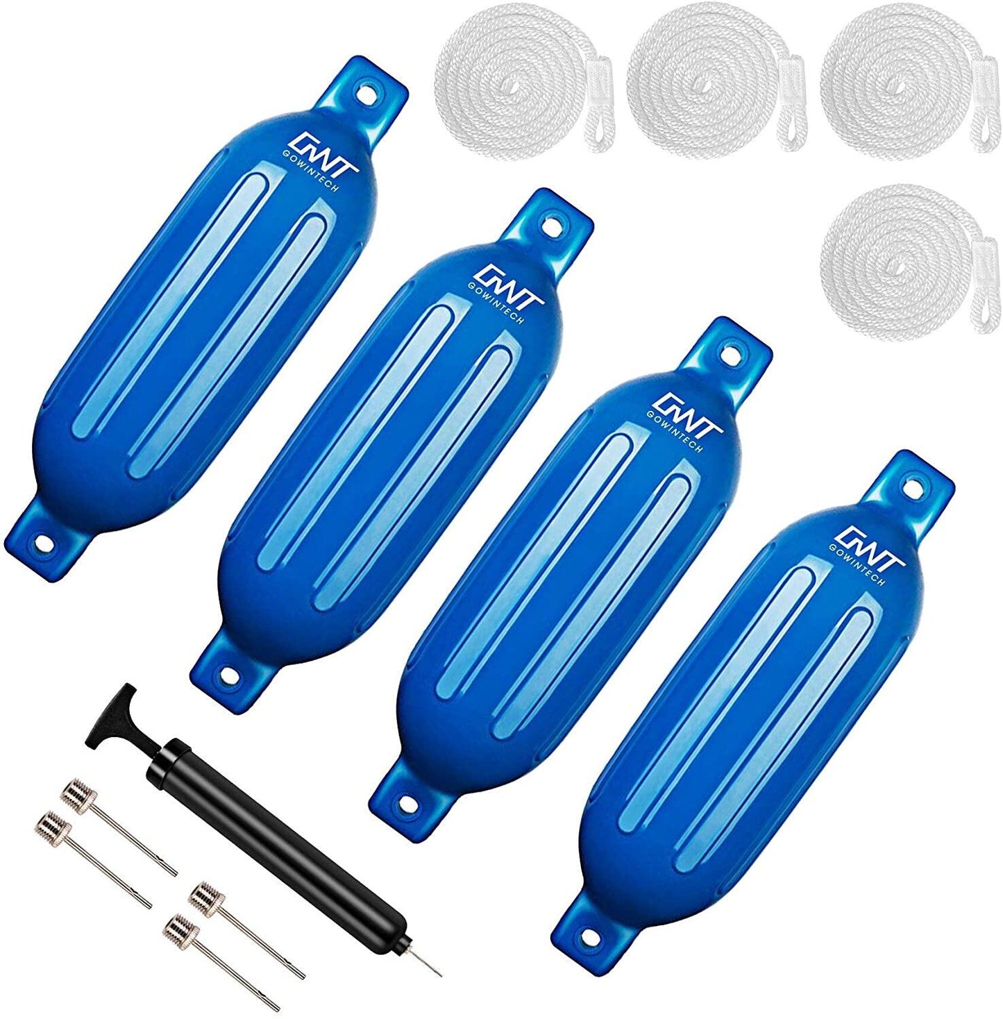 munirater 4 - Pack Ribbed Marine Binocular Fender & Inflator Replacement for Bumper Shield Protection Blue