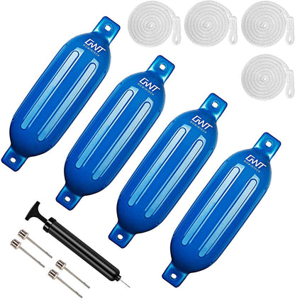 munirater 4 - Pack Ribbed Marine Binocular Fender & Inflator Replacement for Bumper Shield Protection Blue