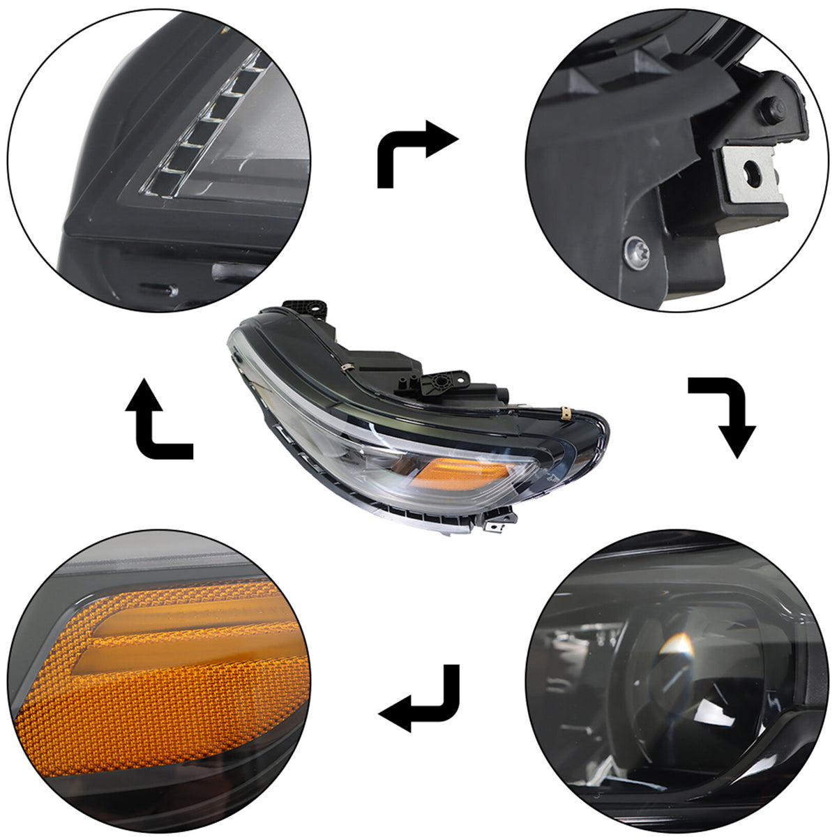 munirater Left Headlight For 2019-2022 Jeep Cherokee LED w/ Ballast Black Housing