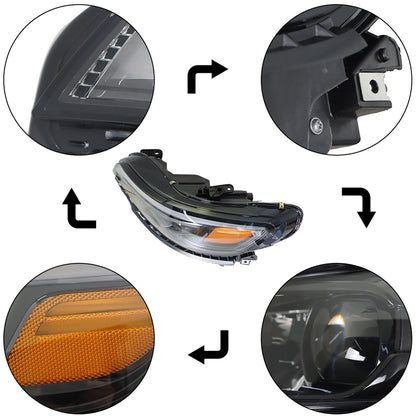 munirater Left Headlight For 2019-2022 Jeep Cherokee LED w/ Ballast Black Housing