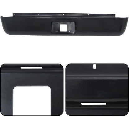 Black Steel Rear Bumper Roll Pan for Chevrolet Silverado 1500 Fleetside 2007-2013
