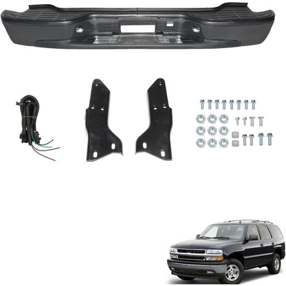 Black Steel Rear Step Bumper Assembly for Chevrolet Tahoe & GMC Yukon 2000-2006, GM1101115