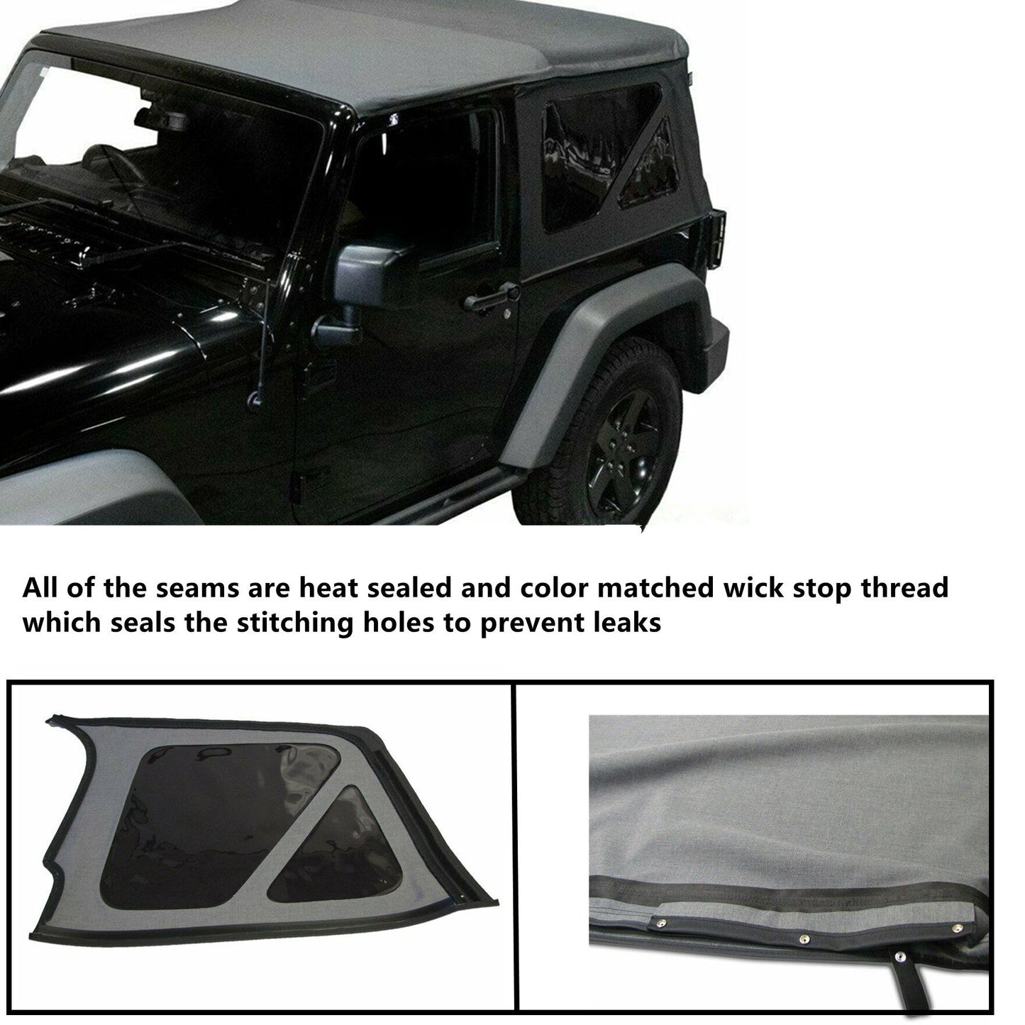 munirater 9070235 Black Diamond Top with Brown Side Windows Replacement for Wrangler TJ 1997-2006 2-Door