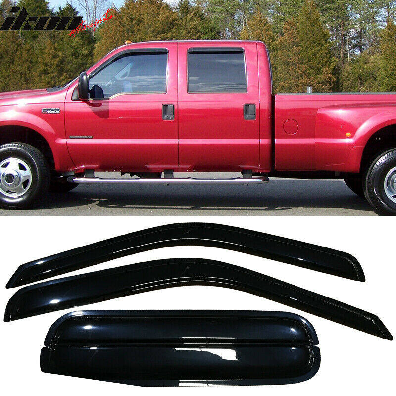 munirater Side Window Visor Vent Rain Guard Deflector Replacement for 1999-2016 F250 F350 F450 F550 Super Duty Crew Cab