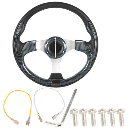 munirater 12.5 Inch Golf Cart Carbon Fiber Steering Wheel Replacement for Yamaha EZGO Club Car