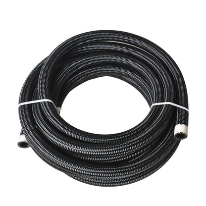 munirater 10AN 20FT Nylon Stainless Steel Braided Fuel Line with 10Pcs Swivel Hose End Fitting Kit (Black)