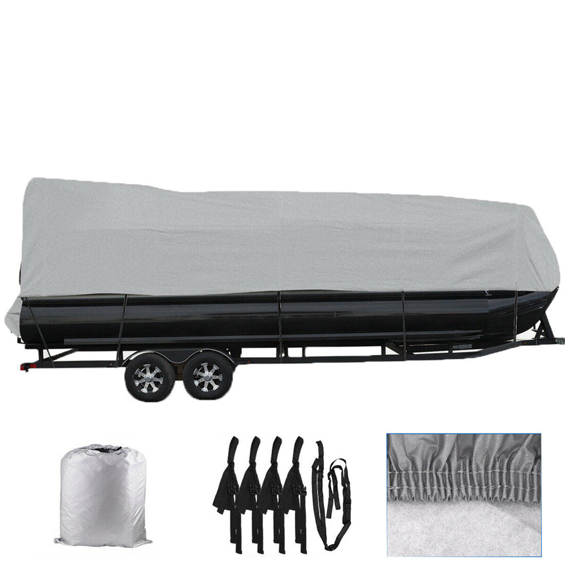 munirater Gray 21-24FT Trailerable Pontoon Boat Cover Heavy Duty Beam Fit Width to 102in