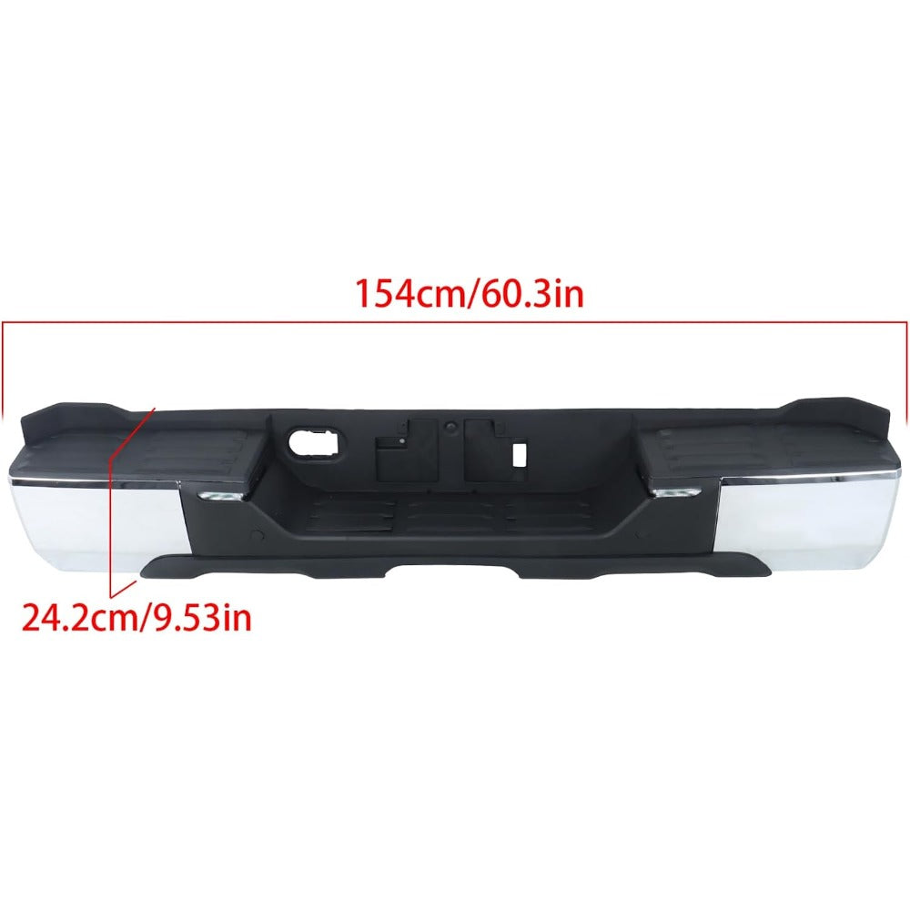 Chrome Rear Step Bumper for Toyota Tundra 2022-2024, without Sensor Holes, TO1103141
