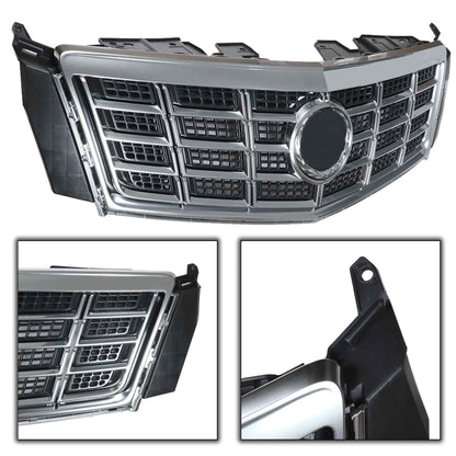 munirater Grille Front Upper Shell Center Chrome Gray Insert Replacement for 2013-2015 XTS 23473084