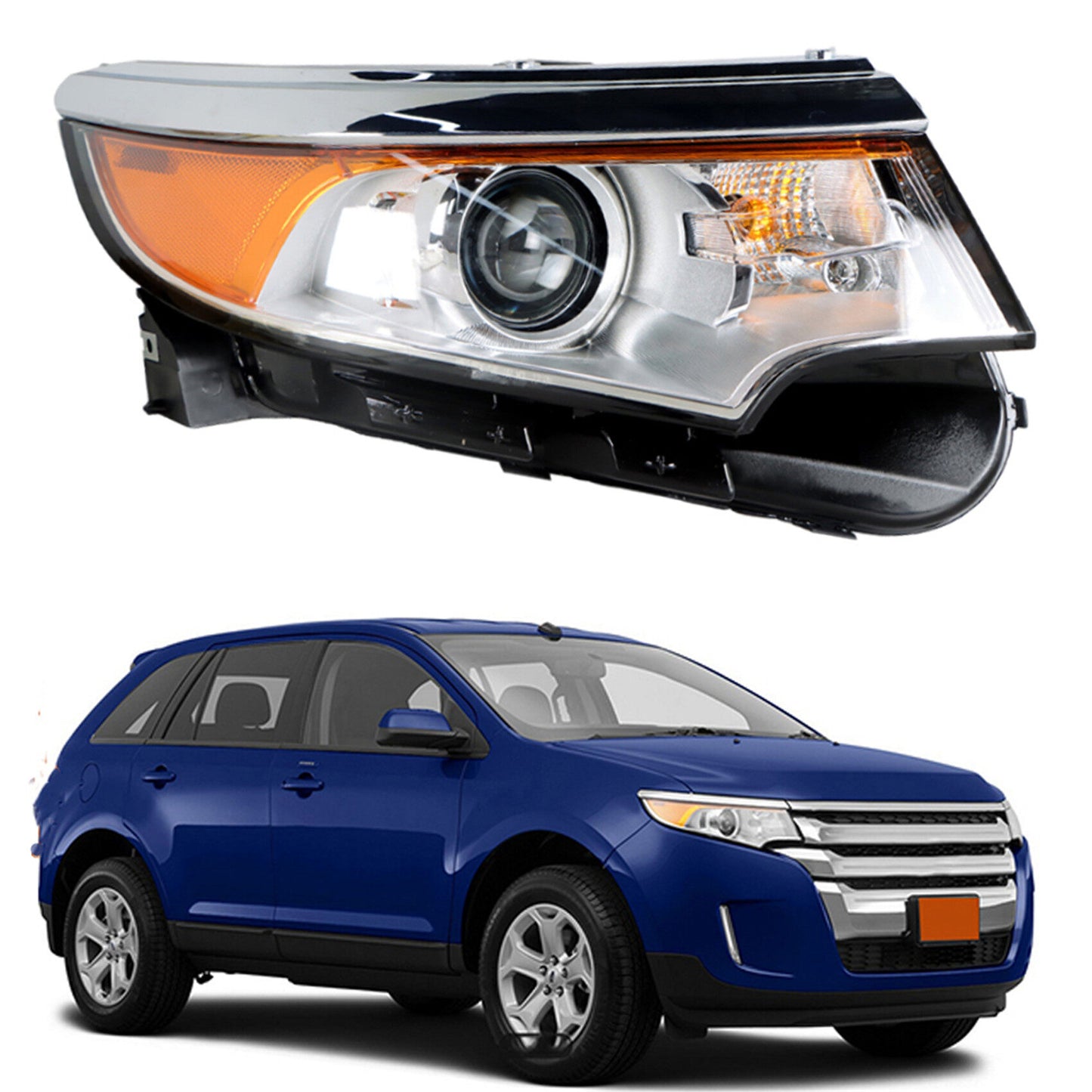 munirater Headlight Assembly Clear Lens Chrome Headlamps Right Side Replacement for 2011 2012 2013 2014 Edge FO2503292