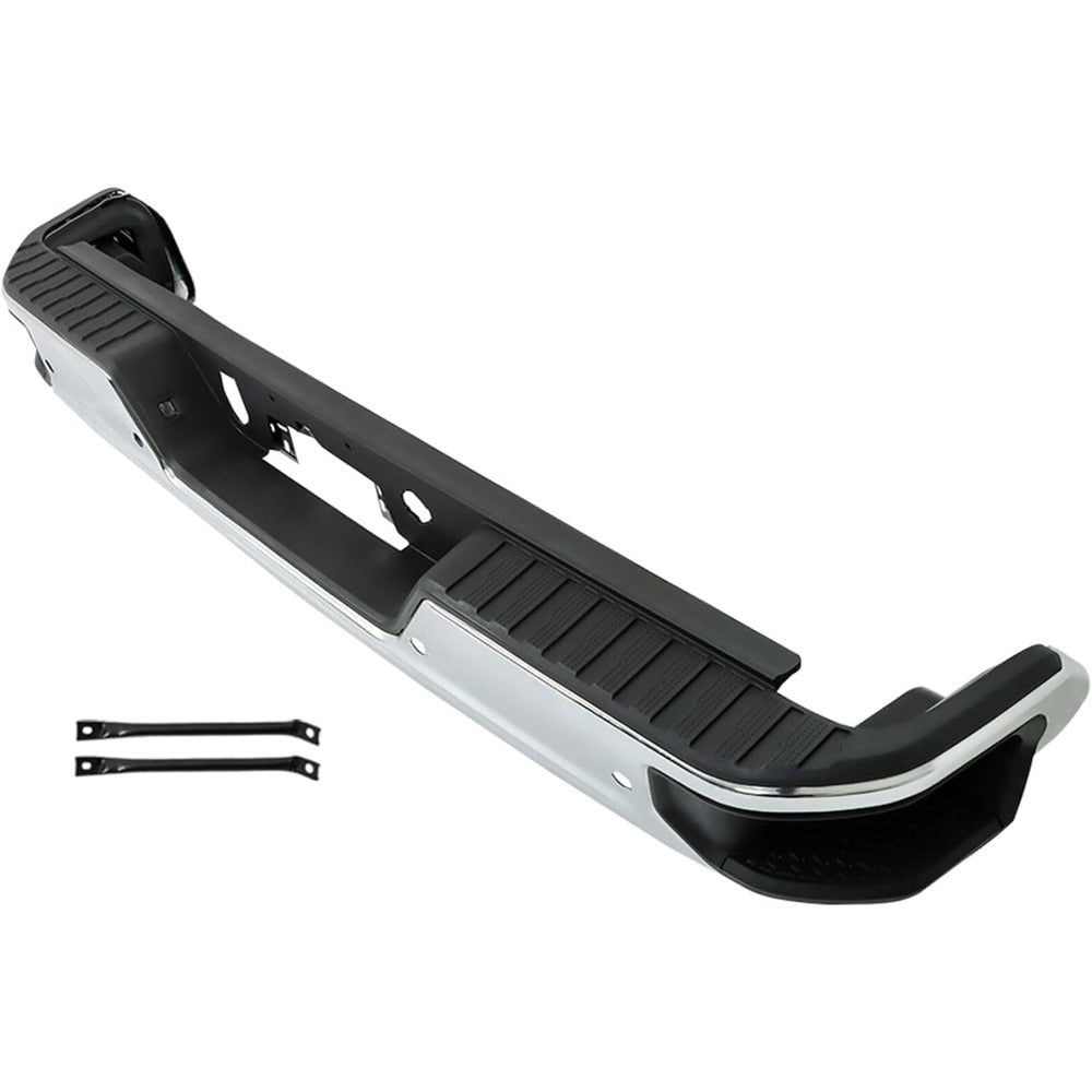 Chrome Rear Bumper Assembly for Chevrolet Silverado 1500 & GMC Sierra 1500 2019-2023, with Sensor Holes