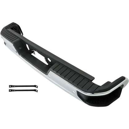 Chrome Rear Bumper Assembly for Chevrolet Silverado 1500 & GMC Sierra 1500 2019-2023, with Sensor Holes