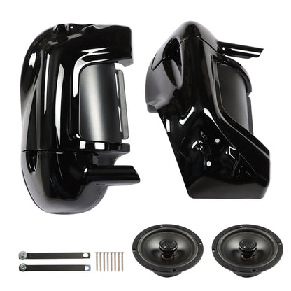 Vivid Black Finished Lower Vented Fairings w/ 6.5in Speaker Left Right Replacement for 1983-2013 touring models FLHT/FLHTCU/FLHRC/Road King/Street Glide