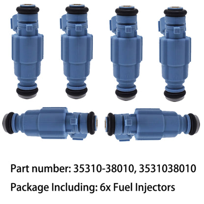 munirater Fuel Injectors, 4 Holes Fuel Injectors Kits [6-Pack] 35310-38010 Replacement for Hyundai & Kia Engine Part 1999-2006 2.4L 3.5L