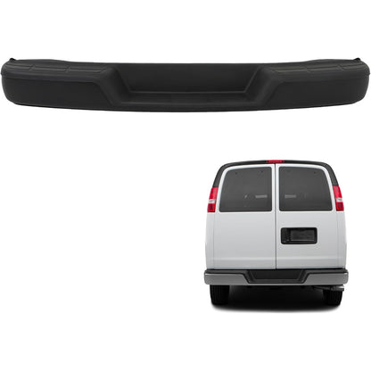 Black Rear Step Bumper for Chevrolet Express & GMC Savana 1996-2021, without Sensor Holes