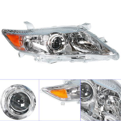 munirater 81110-06520 Right Front Chrome Projector Headlight Light Lamp Passenger Side Replacement for 2010 2011 Camry 4-Door Sedan