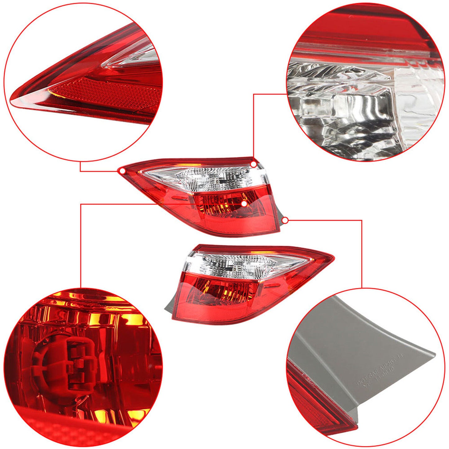 munirater Outer Body Tail Light Assembly Replacement for 2014-2016 Toyota Corolla, Replaces Tail Light Rear Brake Lamp Driver & Passenger Side