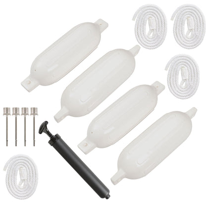 munirater 4 - Pack Ribbed Marine Binocular Fender & Inflator Replacement for Bumper Shield Protection White