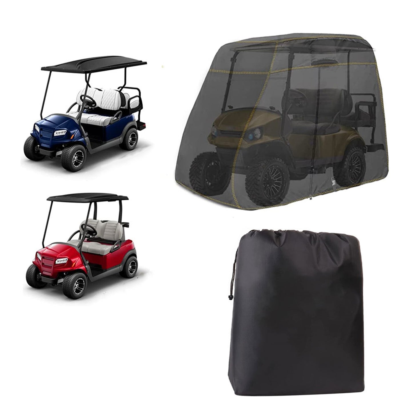 munirater Golf Cart Cover 4 Passenger 600D Windproof Sunproof Replacement for Club Car Golf Carts