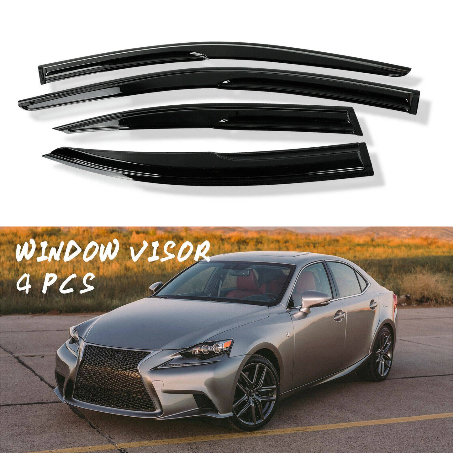 munirater 4PCS Side Window Visor Vent Rain Guard Deflector Replacement for 2006-2012 Lexus IS250 IS350 ISF Sedan