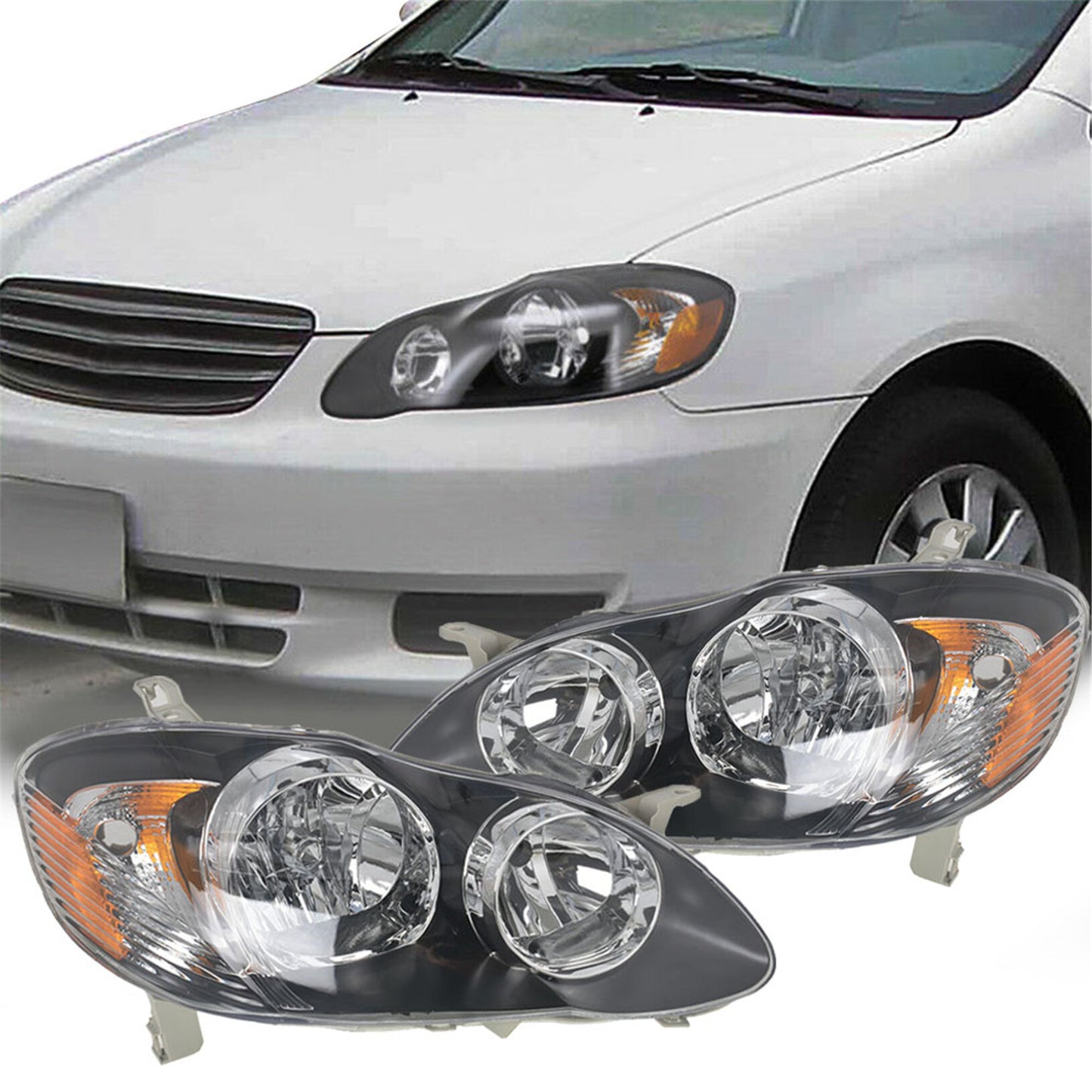 munirater Head Lamps Headlights Left+Right Replacement for 2003 2004 2005 2006 2007 2008 Corolla Clear