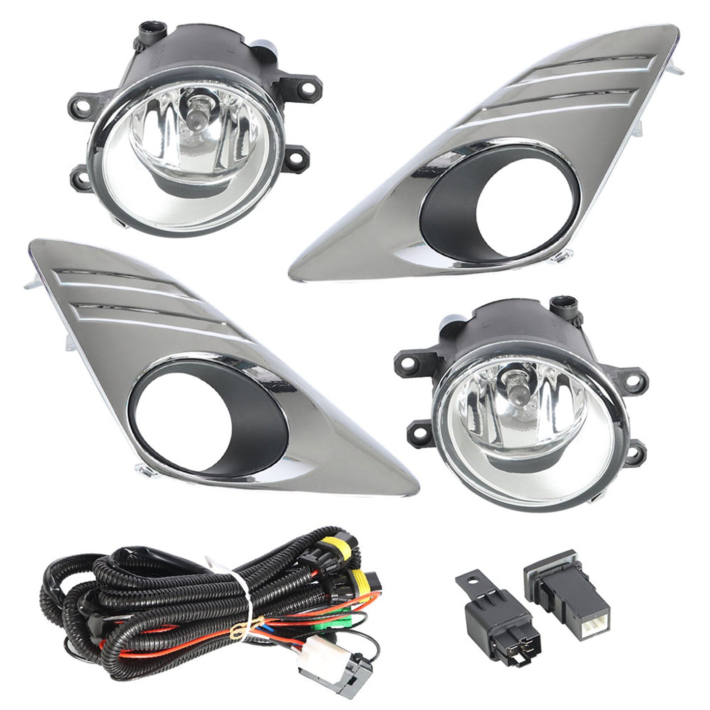 munirater Fog Lights For 2012-2014 Toyota Camry L LE XLE Chrome Cover Right+Left