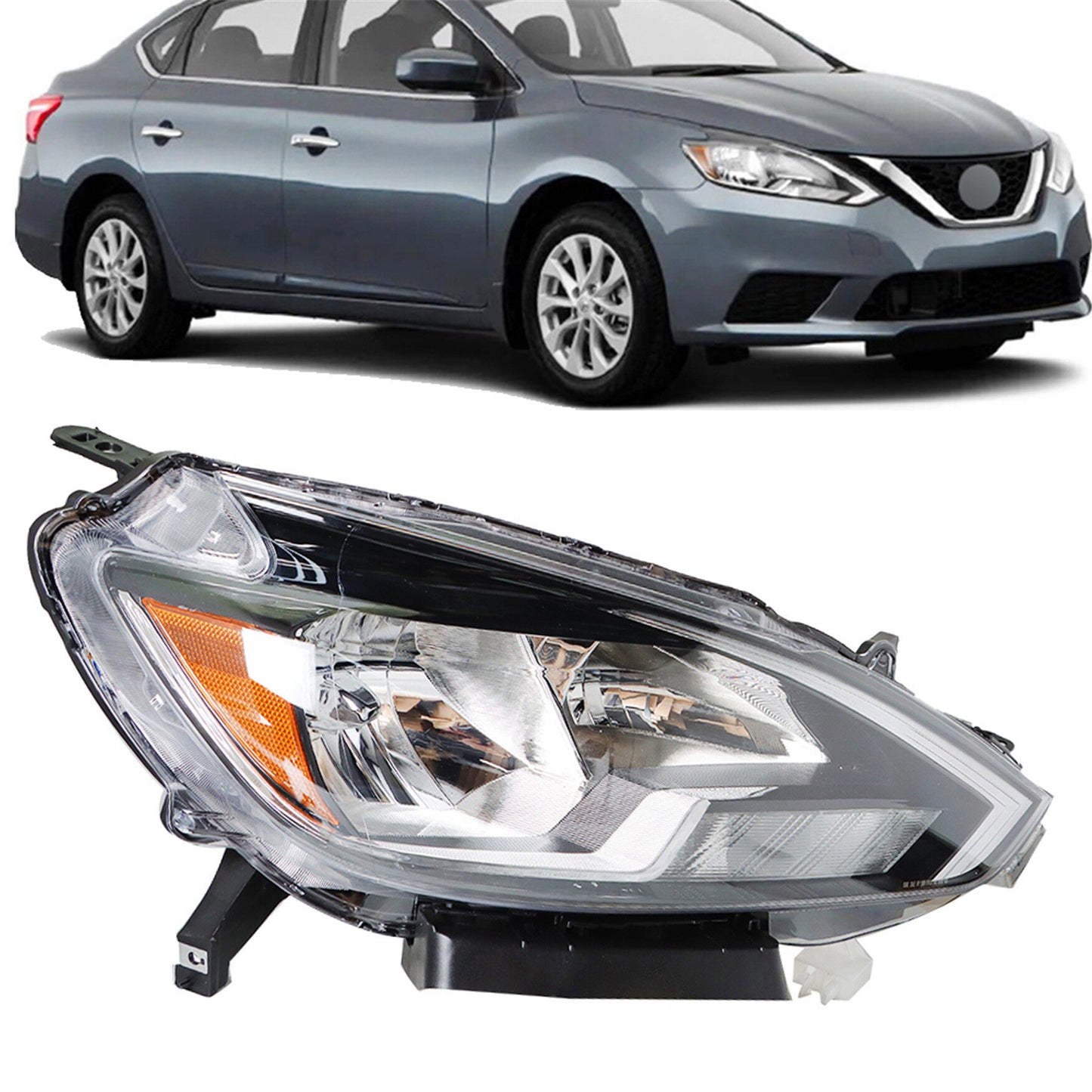 munirater Passenger Side Black Housing Headlight Assembly Clear Lens Replacement for 2016 2017 2018 Nissan Sentra, Replacement Halogen Headlights