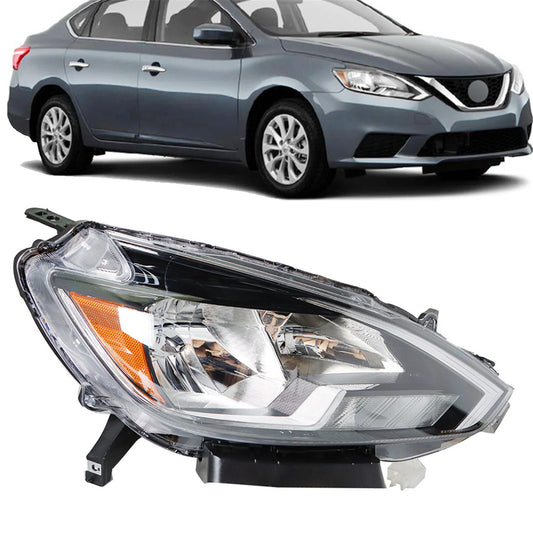 munirater Passenger Side Black Housing Headlight Assembly Clear Lens Replacement for 2016 2017 2018 Nissan Sentra, Replacement Halogen Headlights