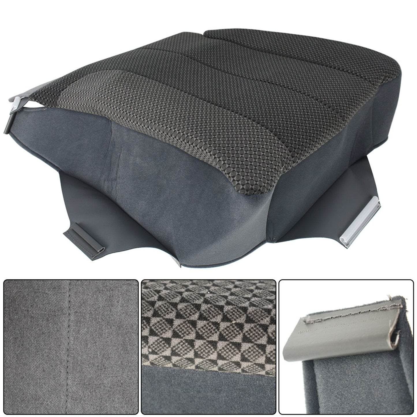 munirater Gray Cloth Seat Cover Driver Side Bottom Replacement for 2003-2005 Ram 1500 2500 3500 SLT