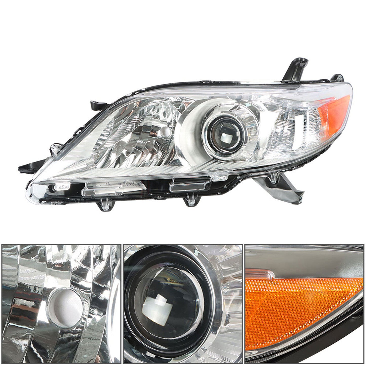 munirater Chrome Housing Halogen Headlight Assembly Replacement for 2011-2020 Sienna Driver Side Only