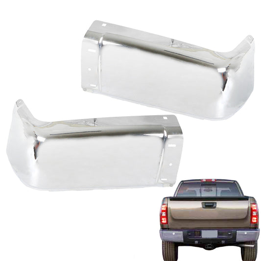 munirater 2 Pcs Electroplating Chrome Rear Bumper End Caps Steel without Hole Replacement for 2007-2013 Silverado Sierra