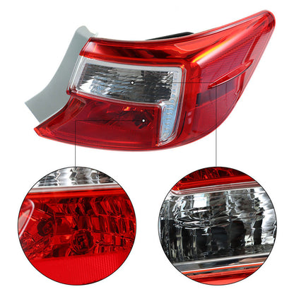 munirater Tail Light Set For 2012-2014 Toyota Camry Outer Clear/Red Left + Right Side