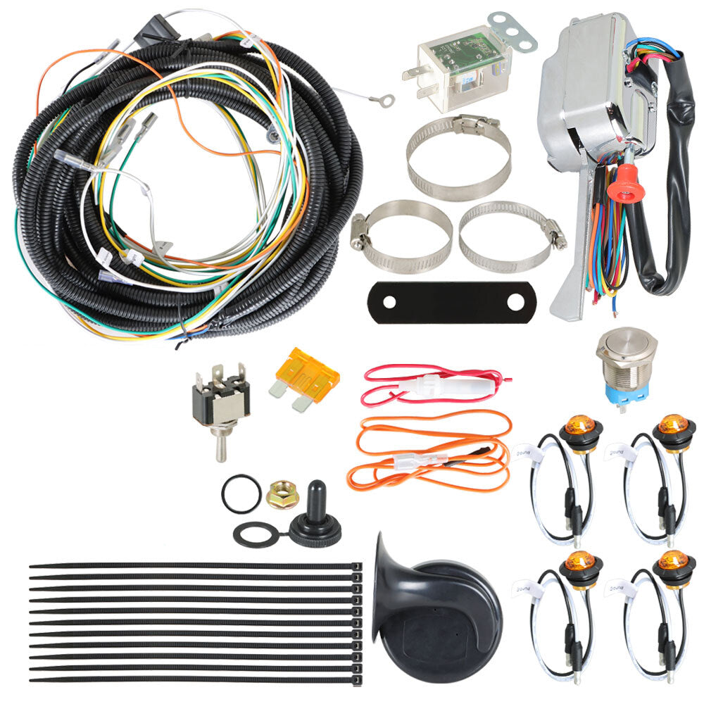 munirater UTV ATV Turn Signal Kit Universal Turn Signal Assemblies with Amber Lights & Horn & Toggle Switch