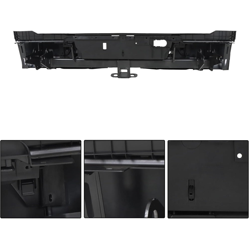 Black Rear Step Bumper for Toyota Tundra 2022-2024, with Sensor Holes, for Tow-Hitch Models, TO1103146