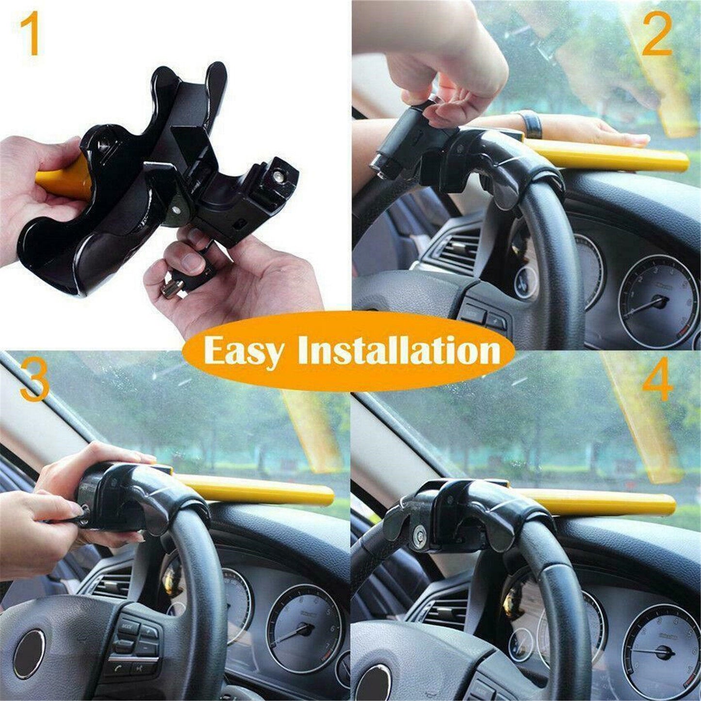 Universal Heavy Duty Security Steering Wheel Lock Replacement for Cars Vans