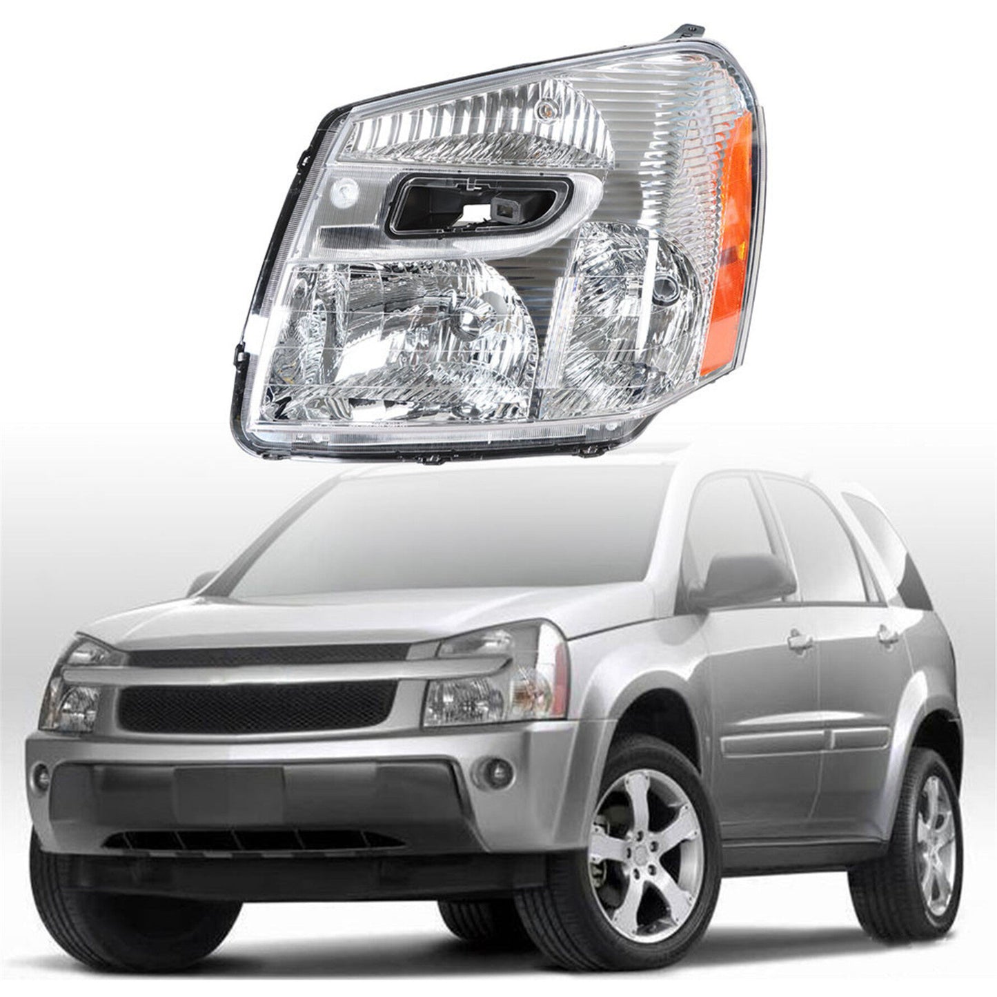 munirater Headlight Assembly Chrome Housing Driver Side Headlamp Replacement for 2005-2009 Equinox with Amber Corner 15888058 GM2502254