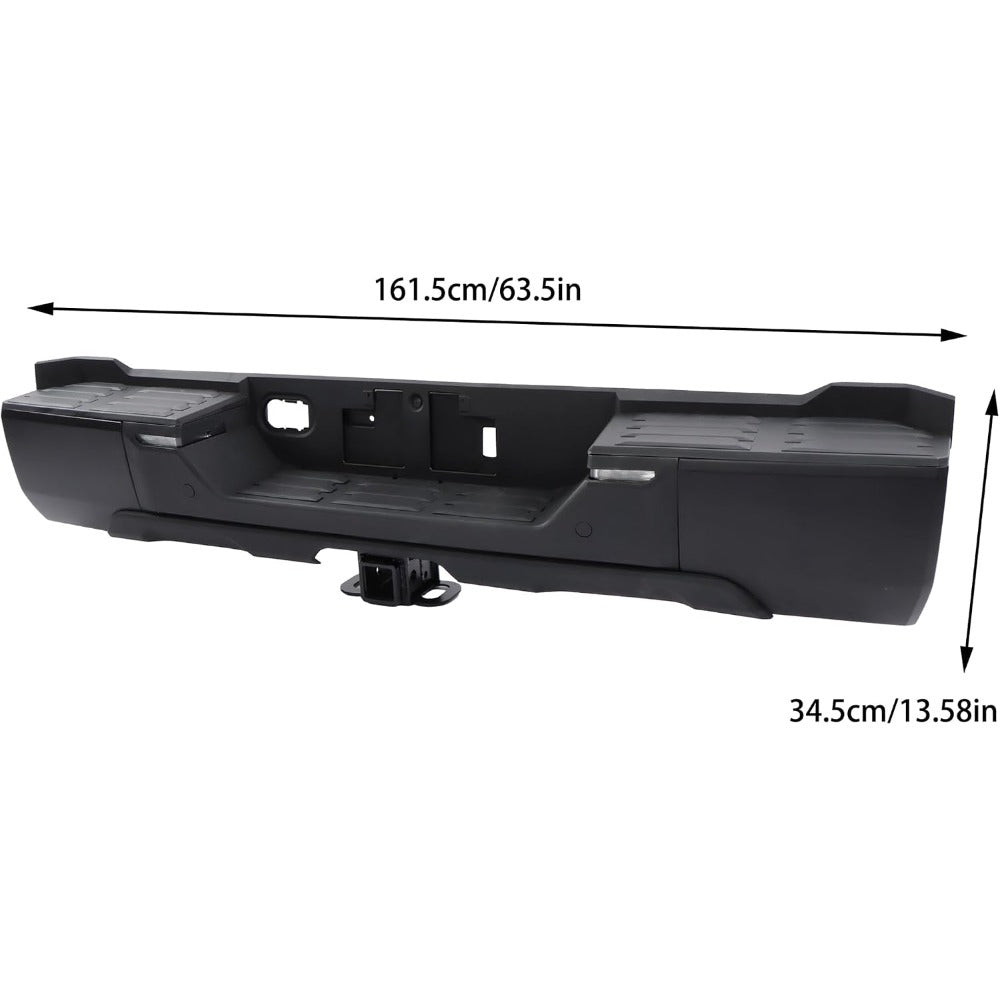 Black Rear Step Bumper for Toyota Tundra 2022-2024, without Sensor Holes, for Tow-Hitch Models, TO1103145