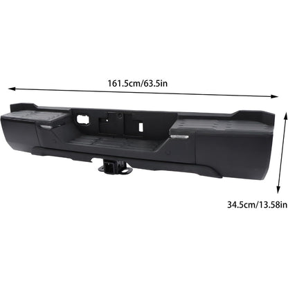Black Rear Step Bumper for Toyota Tundra 2022-2024, without Sensor Holes, for Tow-Hitch Models, TO1103145