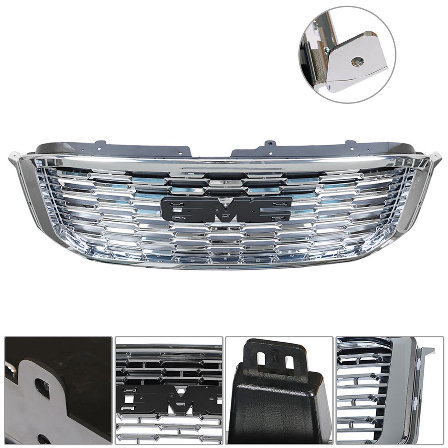 munirater Front Bumper Upper Grille Plastic Chrome Replacement for 2014-2020 Yukon