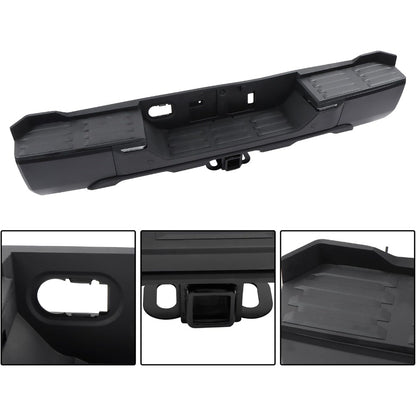 Black Rear Step Bumper for Toyota Tundra 2022-2024, without Sensor Holes, for Tow-Hitch Models, TO1103145