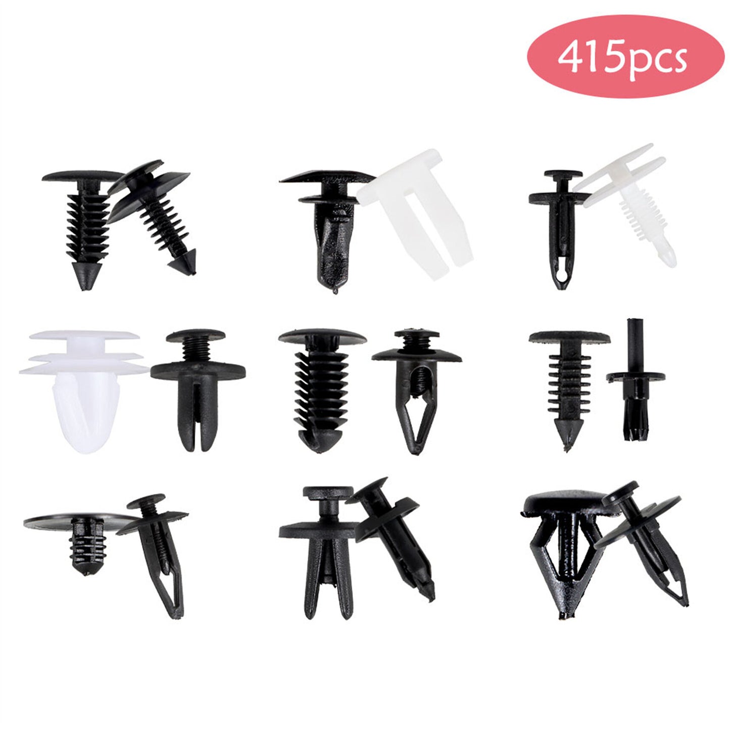 munirater 415PCS (18 Sizes) Car Plastic Rivets Clips Fastener Fender Bumper Push Pin with Free Tool